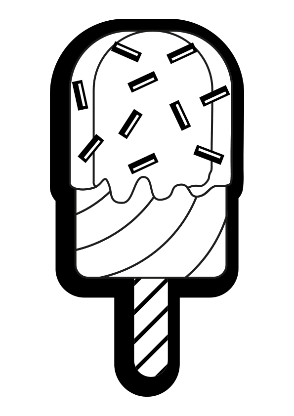  Dibujo kawaii de un helado polo. Ice cream lolly coloring page