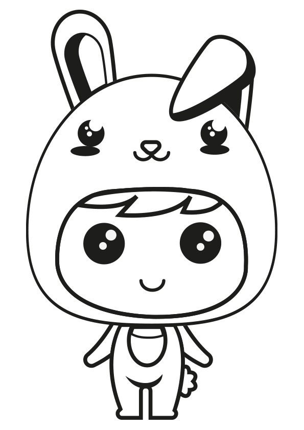 Dibujo de niño o pequeño con de Pikachu, little or girl in Pikachu costume coloring page