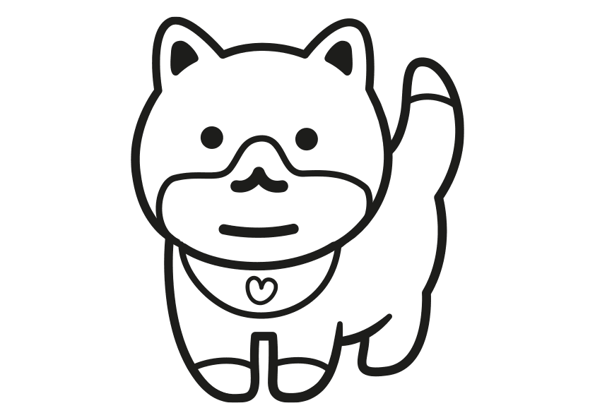 Dibujo para colorear un perro shiba japonés.