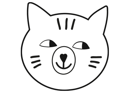 Dibujo para colorear una cabeza de gato kawaii, nº 2
