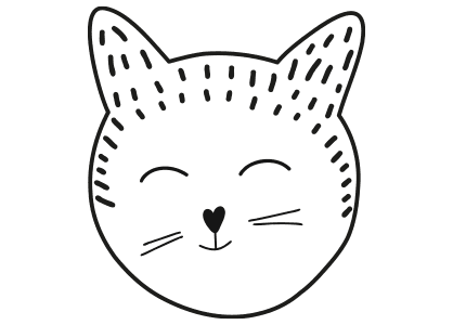 Dibujo para colorear una cabeza de gato kawaii.