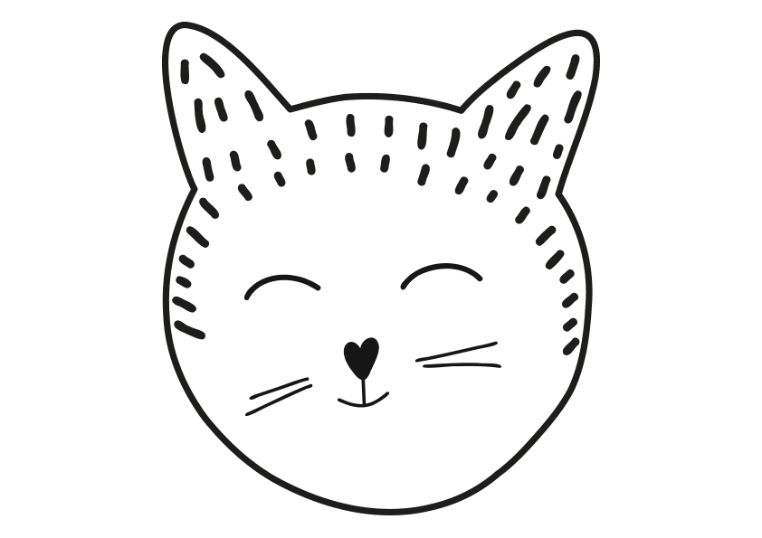 Dibujo para colorear cabeza gato kawaii.
