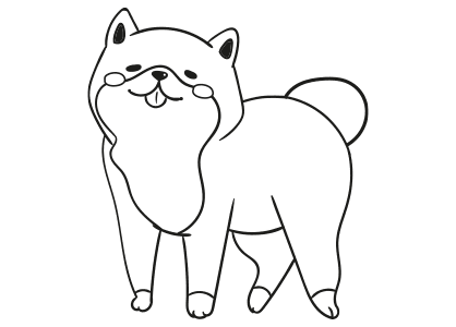 Dibujo para colorear un perro Shiba Inu japonés muy feliz.
