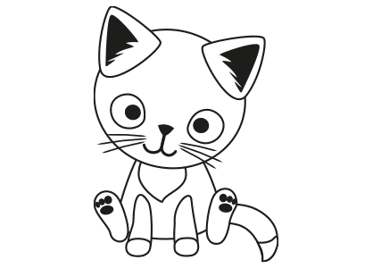 Dibujo para colorear una gatita kawaii. Kawaii kitten coloring page.