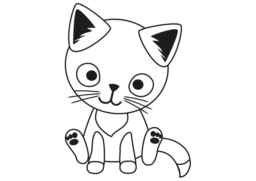 Dibujo para colorear una gatita kawaii