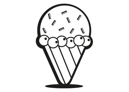 Dibujo para colorear un cono helado kawaii. Ice cream cone kawaii