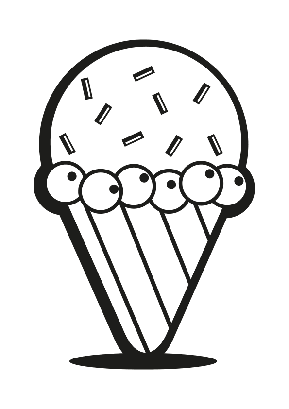  Dibujo para colorear un cono helado kawaii. Ice cream cone kawaii