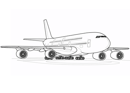 Dibujo de un avión Airbus A380 para colorear