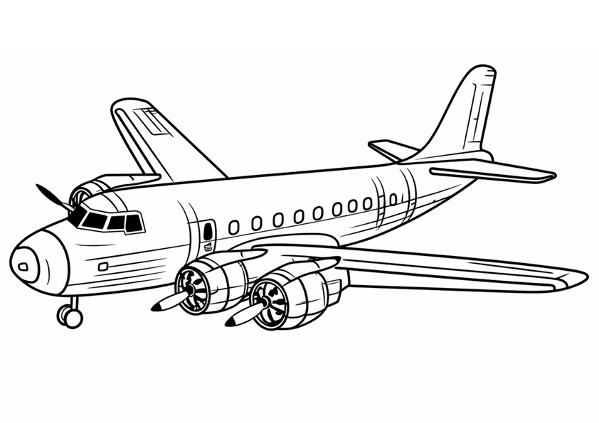 Dibujo de un avión de hélices para colorear