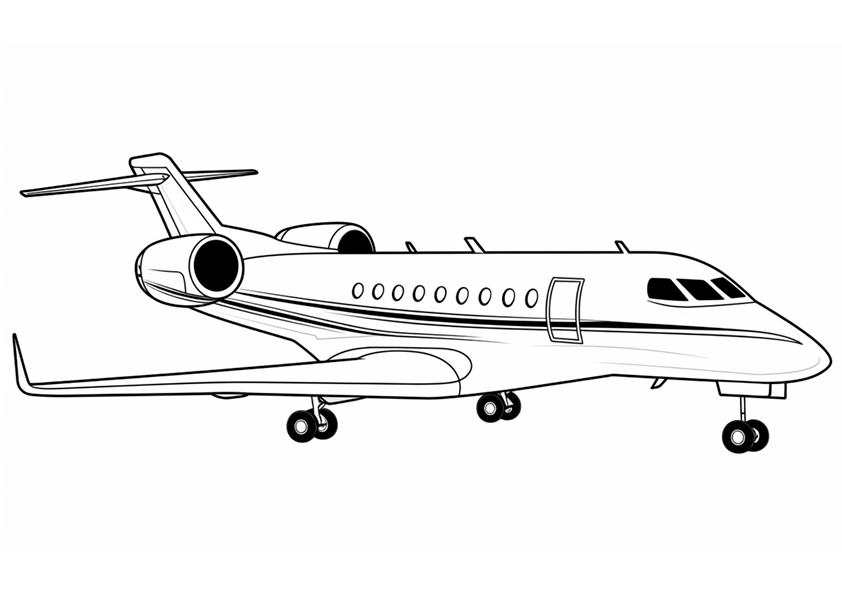 Dibujo de un avión jet privado para colorear