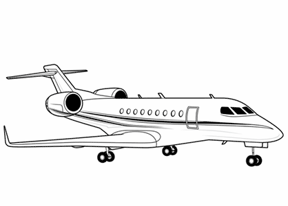 Dibujo de un avión jet privado para colorear