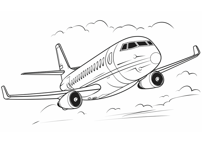Dibujo de un avión de doble motor para colorear