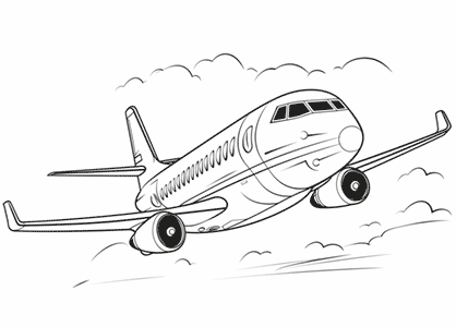 Dibujo de un avión con doble motor para colorear