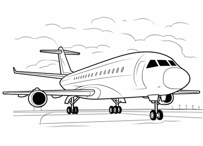 Dibujo para colorear un avión de pasajeros
