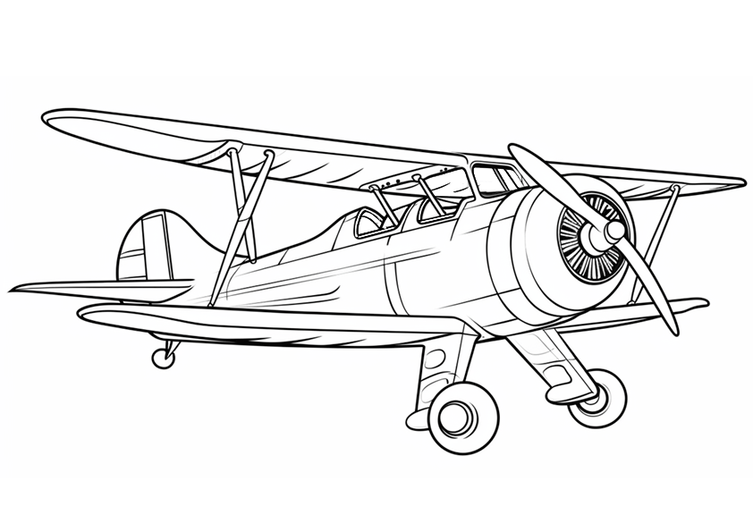 Dibujo para colorear una avioneta de una hélice
