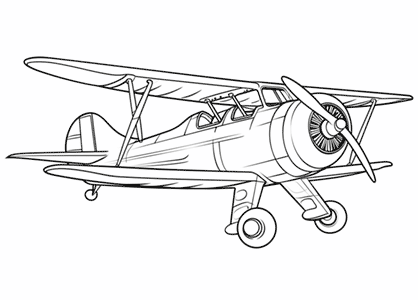 Dibujo para colorear un avión de tipo avioneta de una hélice