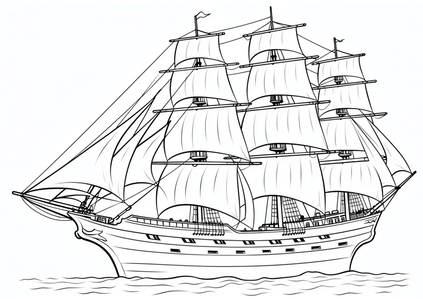 Dibujo para colorear un barco velero