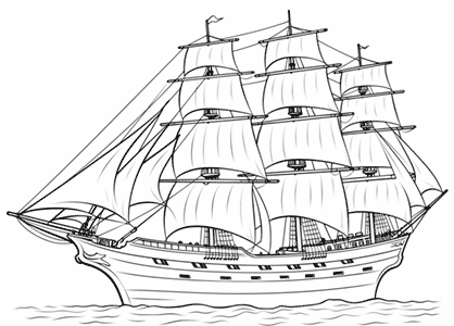 Dibujo para colorear un barco velero