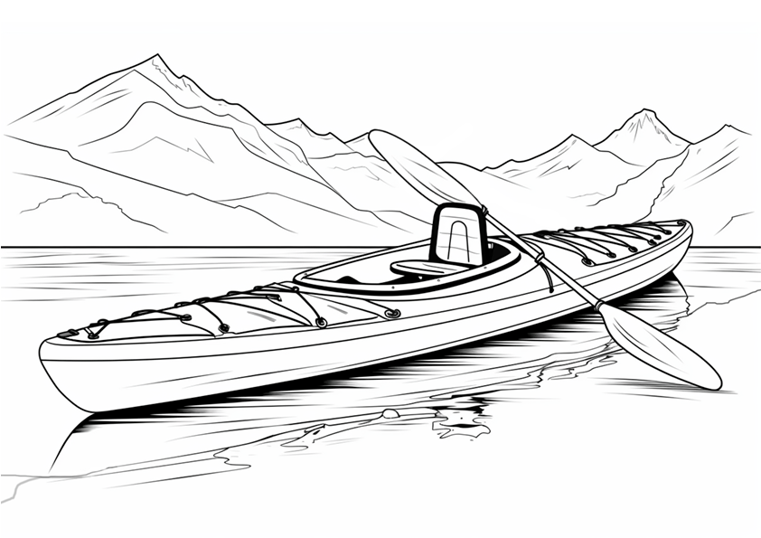 Dibujo para colorear un kayak