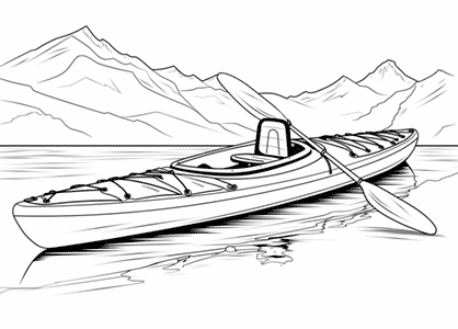 Imagen de un dibujo de un kayak para colorear