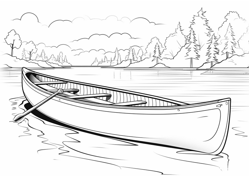 Dibujo para colorear una canoa que es un medio de transporte