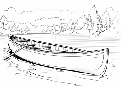 Dibujo colorear medio de transporte canoa