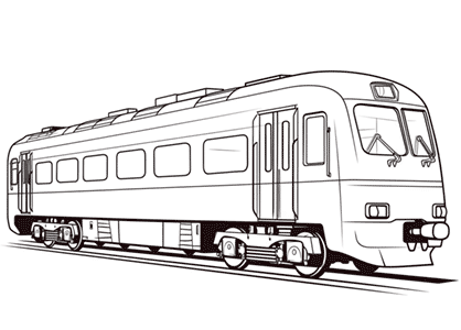 Dibujo de un vagón de metro para colorear. El metro es también un medio de transporte muy útil.