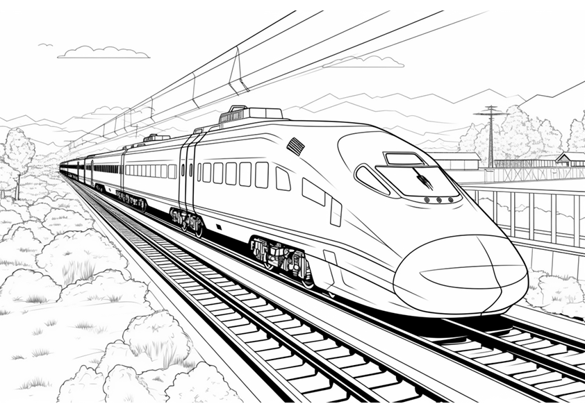 Dibujo de un tren de alta velocidad electrificado para colorear