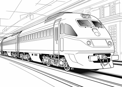 Dibujo para colorear un tren locomotora