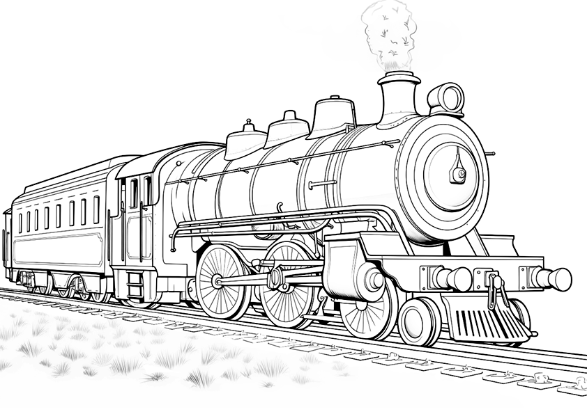 Dibujo de un tren antiguo para colorear