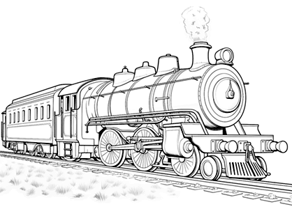 Dibujo de un tren antiguo para colorear.