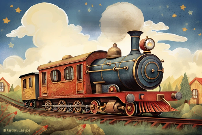 Imagen ilustración de un tren, uno de los mejores medios de transporte