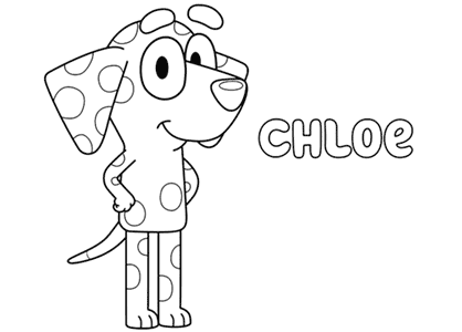 Dibujos de Bluey. Dibujo del personaje de la perrita Chloe para colorear.