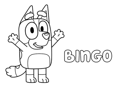 Dibujos de Bluey. Dibujo del personaje de Bingo para colorear