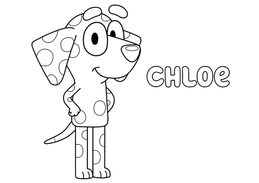 Dibujo del personaje de la perrita Chloe para colorear