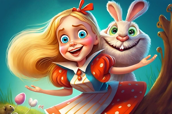 Ilustración de Alicia con el conejo blanco