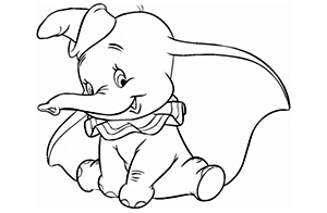 Dibujo para colorear clásico Disney Elefante Dumbo