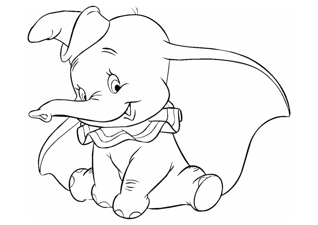 Dibujo para colorear del elefante Dumbo de la película de Disney