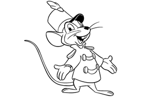Dibujo para colorear del ratón Timoty de la película de Disney Dumbo