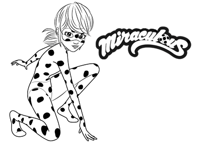 Dibujo para colorear de Ladybug con el logo Miraculous