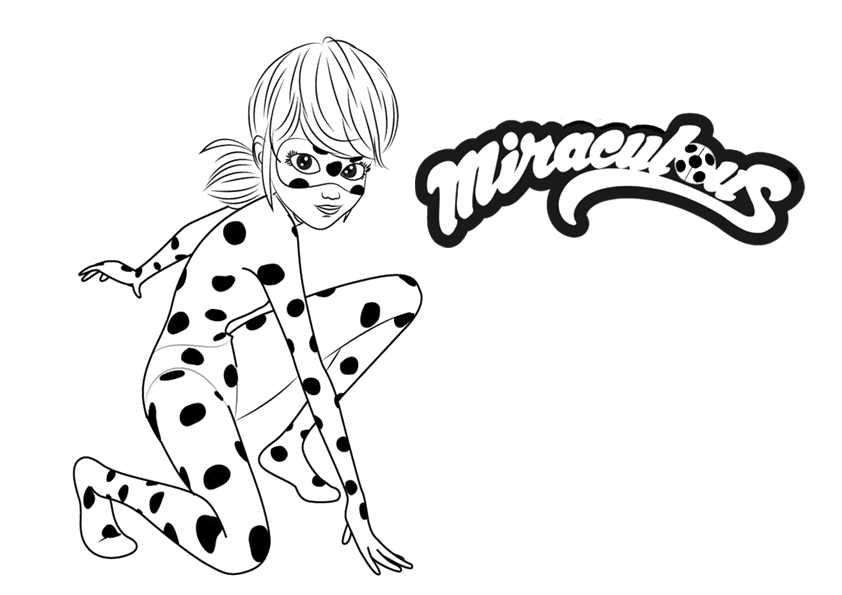 Dibujo para colorear de Ladybug con el logo de Miraculous