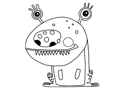 Dibujo de un monstruo con ojos externos