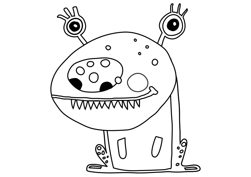 Dibujo de un monstruo con ojos externos. A monster with external eyes coloring page.
