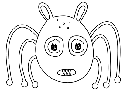 Dibujo de un monstruo con patas de araña