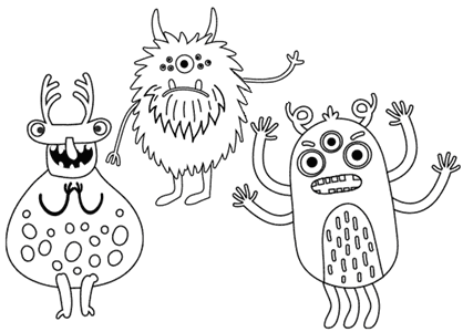 Monsters coloring pages for kids