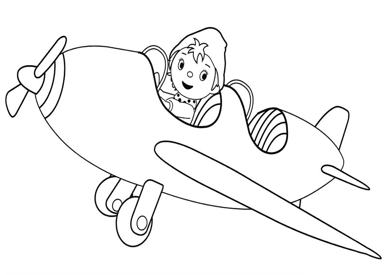 Noddy volando en un avión