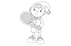 Dibujo para colorear de Noddy y su raqueta