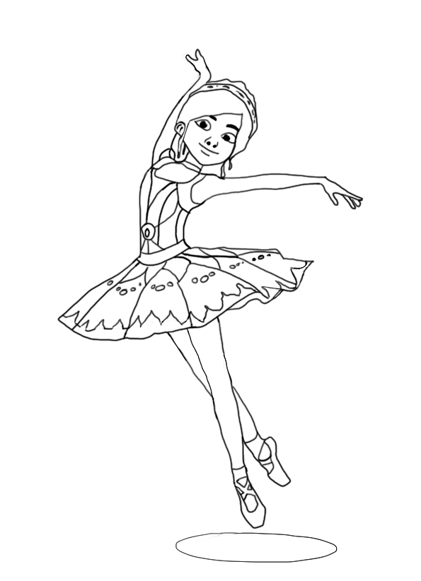 Dibujo para colorear de Felicia, la protagonista de la película Ballerina