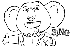 Dibujo para colorear del personaje Buster Moon, el koala de la película ¡Canta!