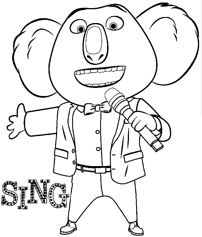 Dibujo para colorear del personaje Buster Moon, el koala de la película  ¡Canta!